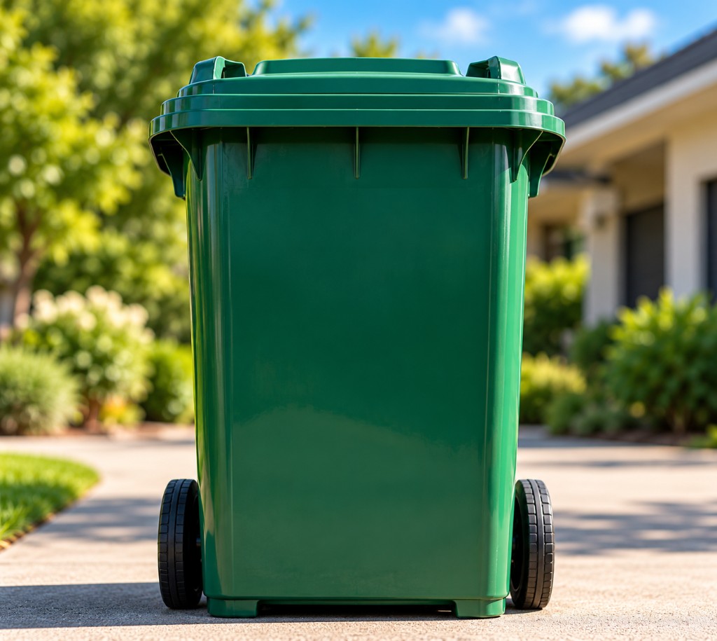 Green wheelie bin used to preview the sticker