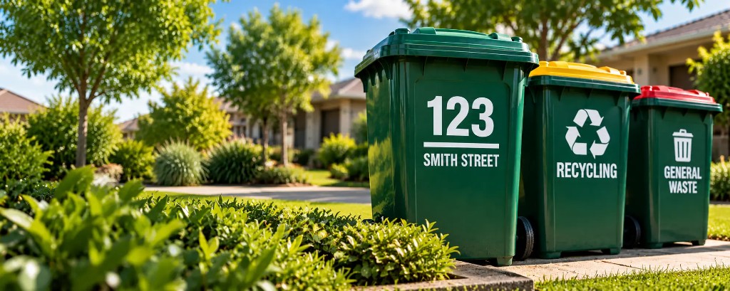 Wheelie bins on a driveway